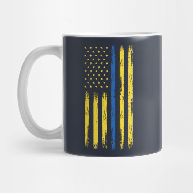 We support Ukraine, Free Ukraine, Ukrainian American flag design by laverdeden